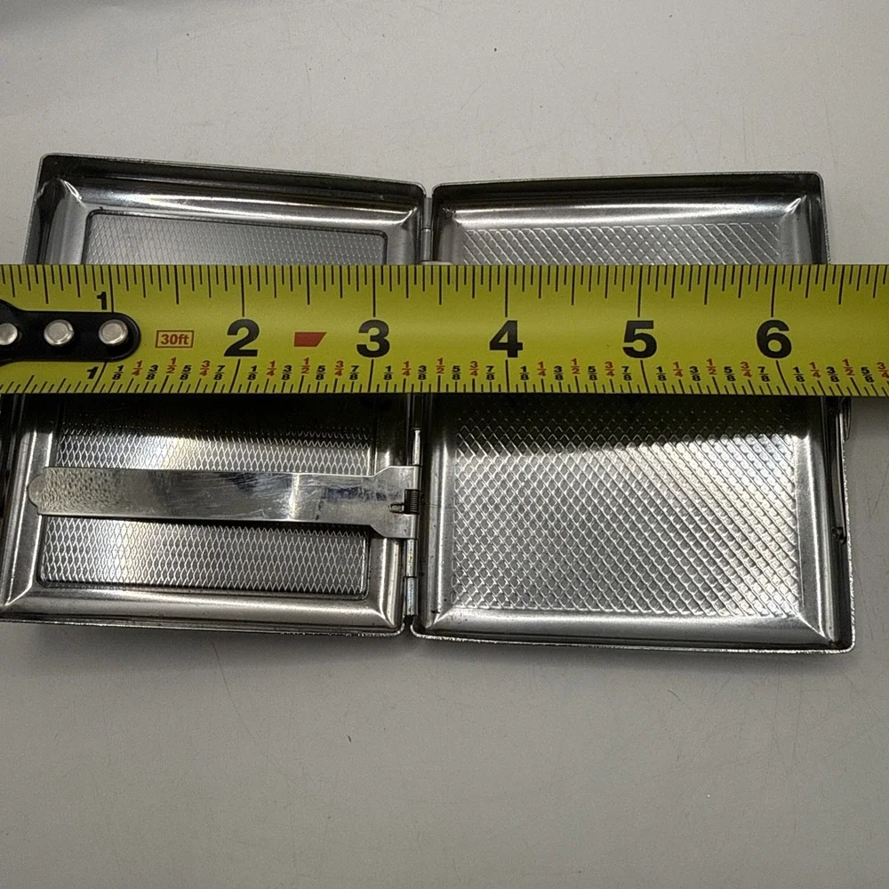 Vintage Star Metal Cigarette Case w/ Eagle & Motorcycle Biker Graphic Insert
